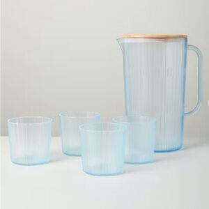 Hearth & Hand™ with Magnolia 3L Acrylic Beverage Pitcher and Cup Set Blue